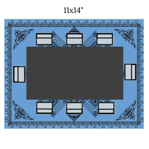 rectangle dining table with rectangle rug layout image