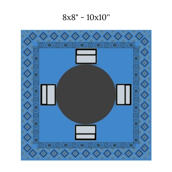 square dining table with square rug layout image