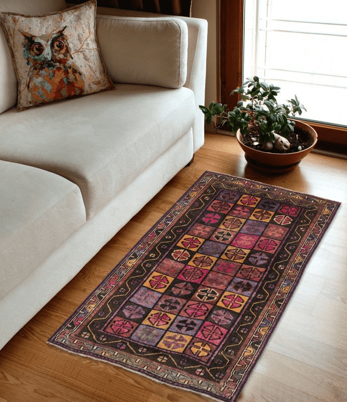 Vintage Dark Brown Tribal 4’4X6’9 Shiraz Persian Rug affordable handmade Persian rugs