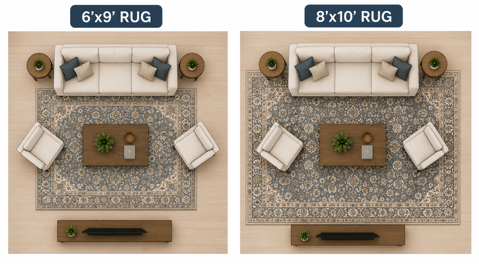 Rug sizes for medium Living rooms