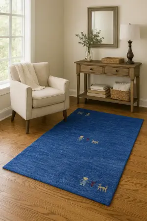 Royal Blue Tribal 4X6 Gabbeh Modern Rug