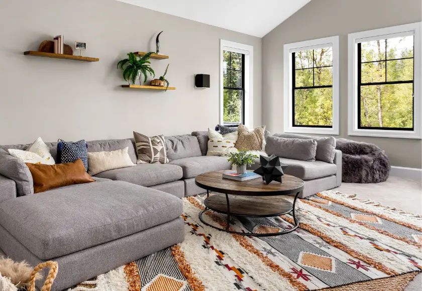 layering rugs in living room