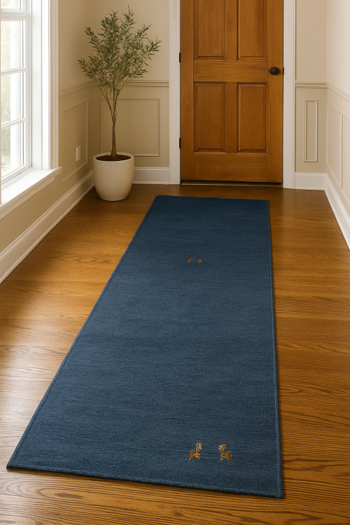 Steel Blue Tribal 3X8 Gabbeh Modern Runner Rug