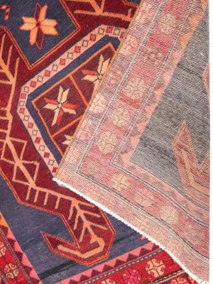 Semi Antique Red Tribal Geometric 4X10 Meshkin Persian Runner Rug