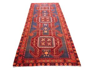 Semi Antique Red Tribal Geometric 4X10 Meshkin Persian Runner Rug