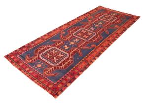Semi Antique Red Tribal Geometric 4X10 Meshkin Persian Runner Rug