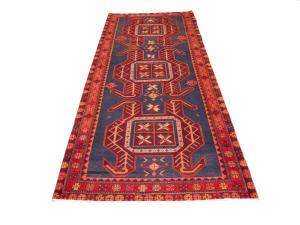 Semi Antique Red Tribal Geometric 4X10 Meshkin Persian Runner Rug