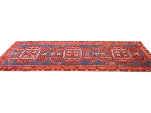 Semi Antique Red Tribal Geometric 4X10 Meshkin Persian Runner Rug