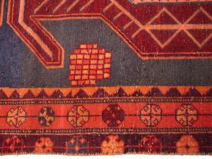 Semi Antique Red Tribal Geometric 4X10 Meshkin Persian Runner Rug
