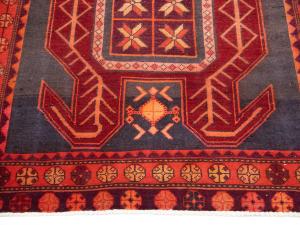 Semi Antique Red Tribal Geometric 4X10 Meshkin Persian Runner Rug