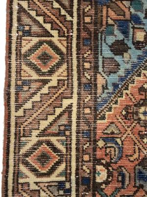 Semi Antique Rusty Red Tribal 3X9 Hamedan Persian Runner Rug