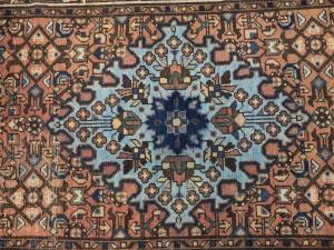 Semi Antique Rusty Red Tribal 3X9 Hamedan Persian Runner Rug