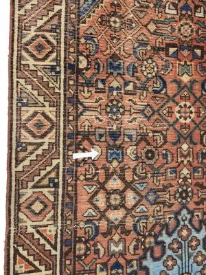 Semi Antique Rusty Red Tribal 3X9 Hamedan Persian Runner Rug