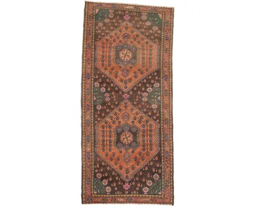 Semi Antique Muted Colors Tribal Floral 4'5X9'8 Meshkin Persian Runner Rug