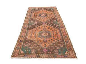 Semi Antique Muted Colors Tribal Floral 4'5X9'8 Meshkin Persian Runner Rug