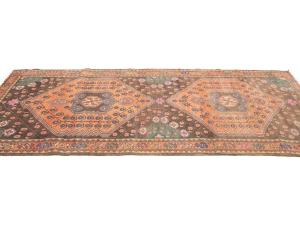 Semi Antique Muted Colors Tribal Floral 4'5X9'8 Meshkin Persian Runner Rug