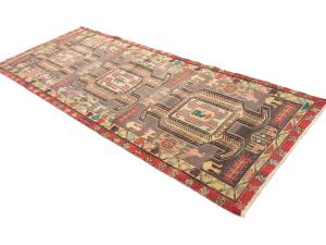 Semi Antique Muted Colors Tribal 4X10 Meshkin Persian Runner Rug