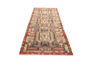 Semi Antique Muted Colors Tribal 4X10 Meshkin Persian Runner Rug