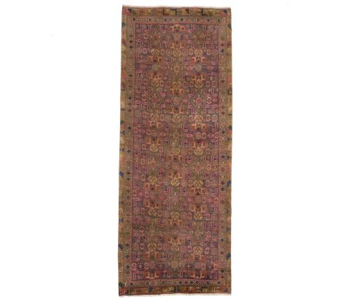 Semi Antique Muted Colors Tribal 3'7X9'2 Hamedan Persian Runner Rug