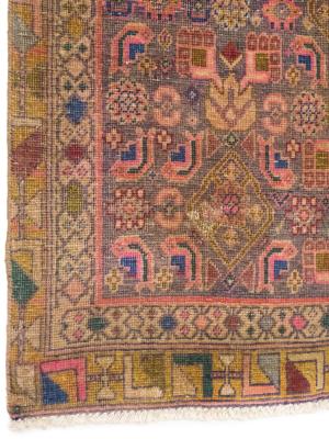 Semi Antique Muted Colors Tribal 3'7X9'2 Hamedan Persian Runner Rug