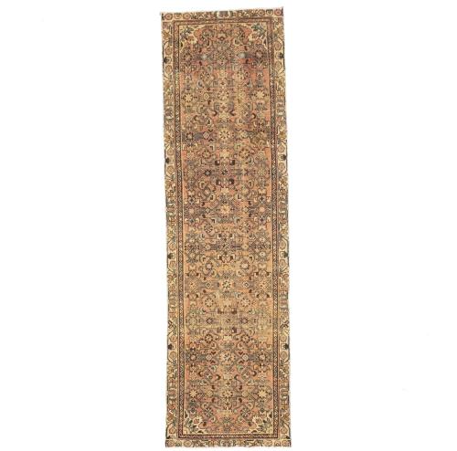 Semi Antique Muted Colors Tribal 3X10 Hamedan Persian Runner Rug
