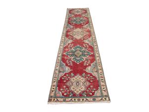 Vintage Red Traditional 2'5X12'1 Tabriz Persian Runner Rug