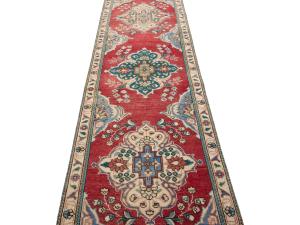 Vintage Red Traditional 2'5X12'1 Tabriz Persian Runner Rug