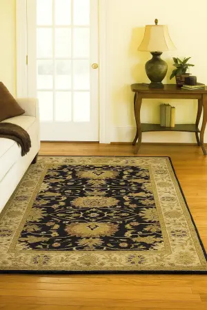 Black Traditional Floral 4x6 Oushak Chobi Oriental Rug