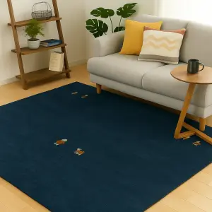 Steel Blue Tribal 8X8 Gabbeh Modern Square Rug