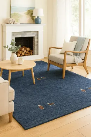 Steel Blue Tribal 4X6 Gabbeh Modern Oriental Rug