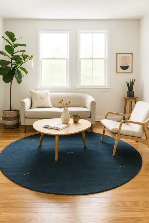 Steel Blue Tribal 8X8 Gabbeh Modern Round Rug