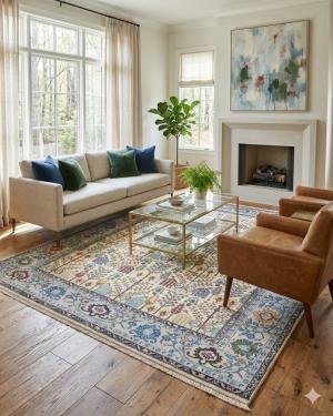 Multicolored Transitional 8X10 Distressed Modern Oriental Rug
