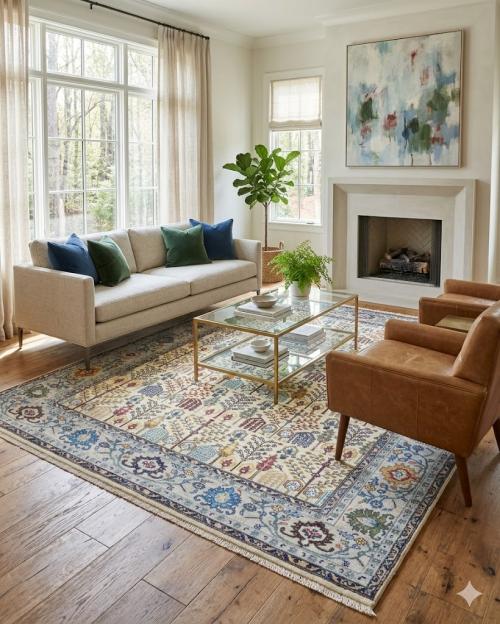 Multicolored Transitional 8X10 Distressed Modern Oriental Rug