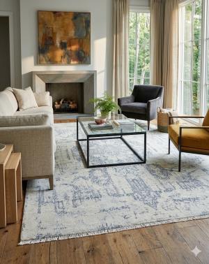 Multicolored Silk Abstract 8X10 Distressed Modern Oxidized Rug