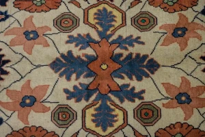 Ivory Vintage Geometric Floral 8X12 Mahal Persian original Rug