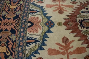 Ivory Vintage Geometric Floral 8X12 Mahal Persian original Rug