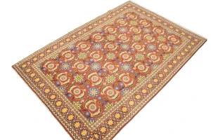 Red Semi Antique Allover Floral 4X6 Tabriz Persian Oriental Rug