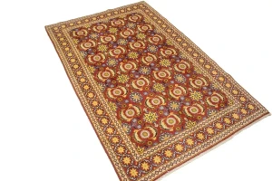 Red Semi Antique Allover Floral 4X6 Tabriz Persian Oriental Rug