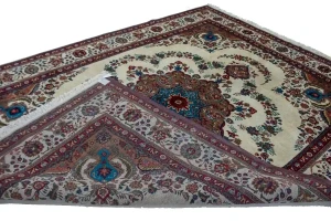 Vintage Ivory Traditional 10X13 Tabriz Persian Rug