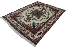 Vintage Ivory Traditional 10X13 Tabriz Persian Rug