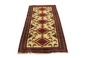 Beige Semi Antique Tribal 3X6 Balouch Hamedan Persian Rug