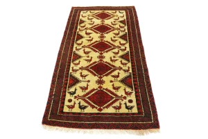 Beige Semi Antique Tribal 3X6 Balouch Hamedan Persian Rug