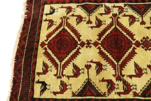Beige Semi Antique Tribal 3X6 Balouch Hamedan Persian Rug