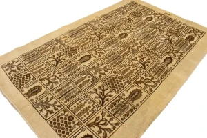 Semi Antique Beige Pictorial 6X9 Ferdos Persian Rug