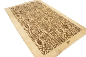 Semi Antique Beige Pictorial 6X9 Ferdos Persian Rug