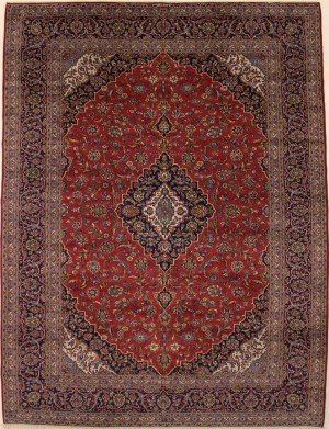 Vintage Red Traditional 10X13 Kashan Persian Rug