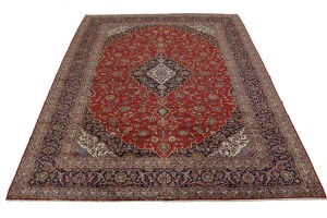 Vintage Red Traditional 10X13 Kashan Persian Rug