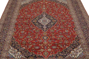 Vintage Red Traditional 10X13 Kashan Persian Rug