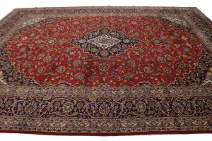 Vintage Red Traditional 10X13 Kashan Persian Rug