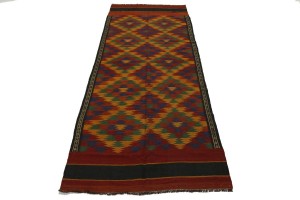 Vintage Tribal 4X12 Kelim Ghashghaie  Persian Runner Rug